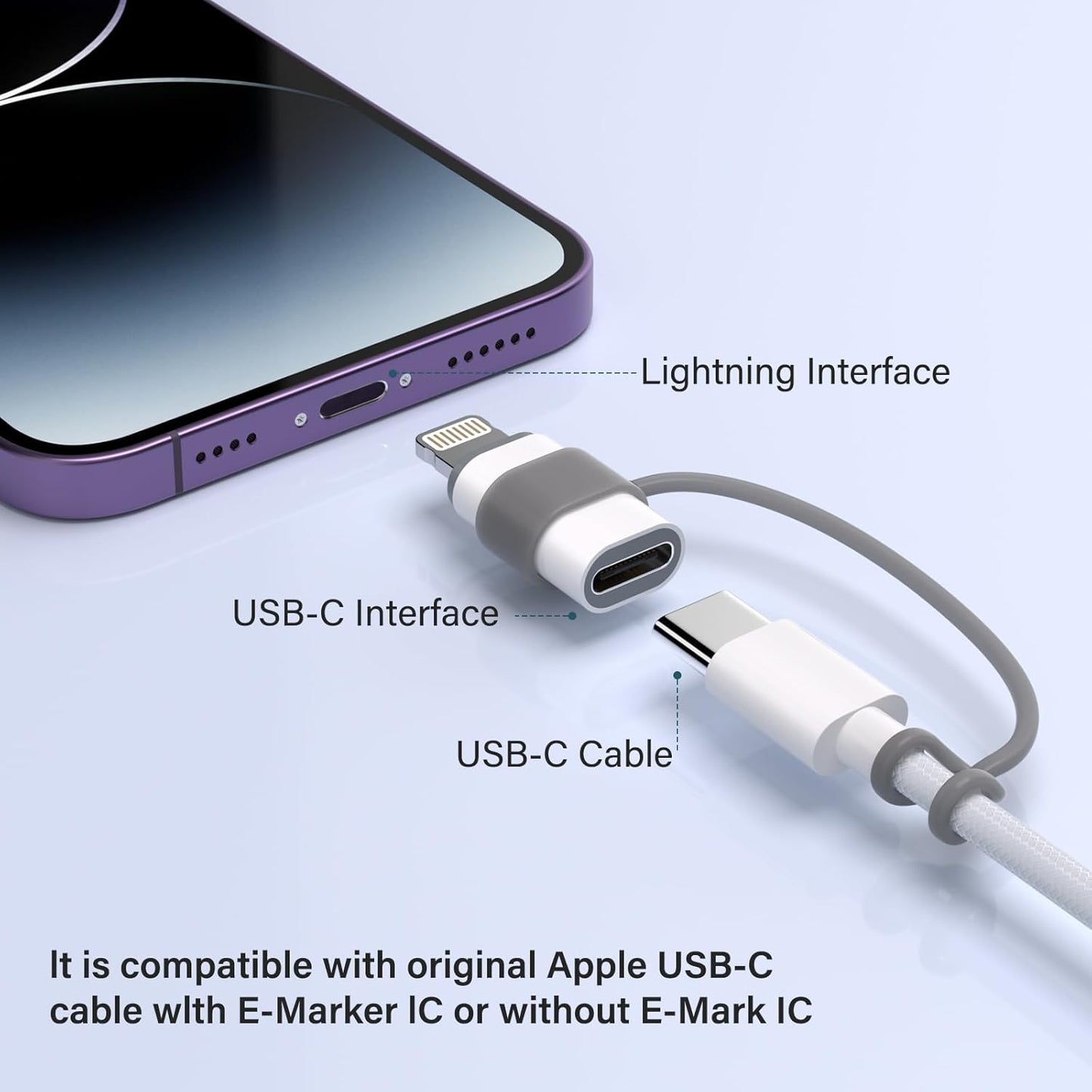 USB C Type C to Lightning Adapter MFi Certified 4 Pack 27W Fast Charging