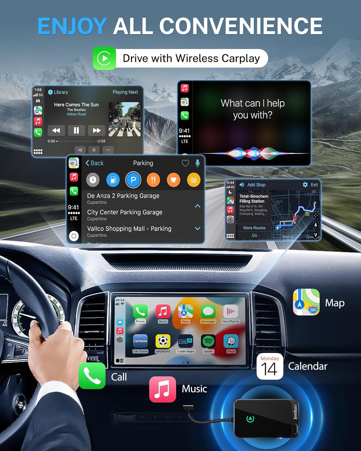 Wireless CarPlay Adapter for Apple iPhone (2024 Upgraded)Seamless Connection for Convert Wired to Wireless Car Play Adapter