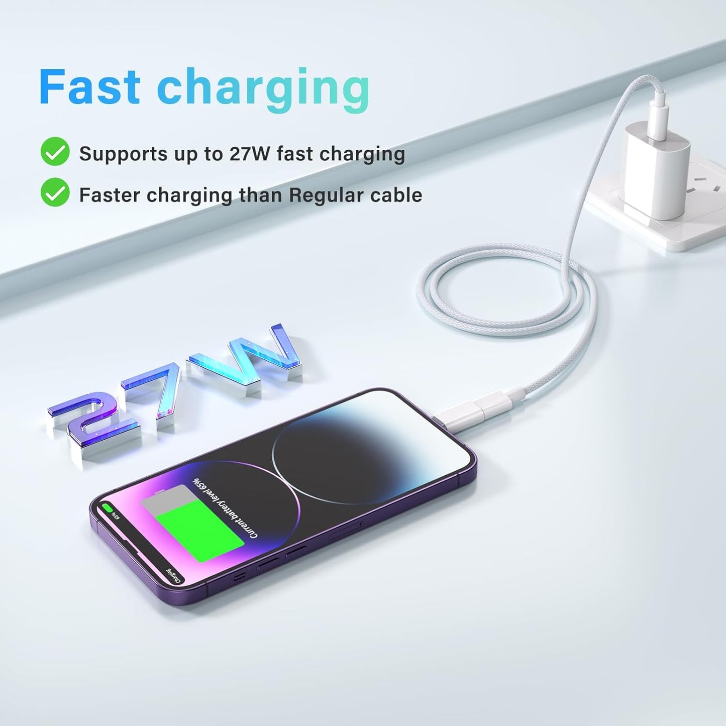 USB C Type C to Lightning Adapter MFi Certified 4 Pack 27W Fast Charging