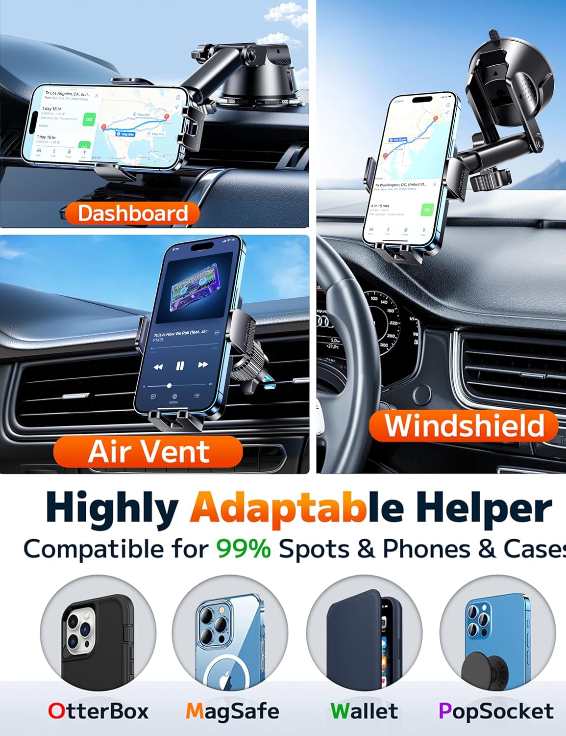 Dash Mounted Holders Phone Holders for Your Car Phone Mount for Car Windshield Dashboard