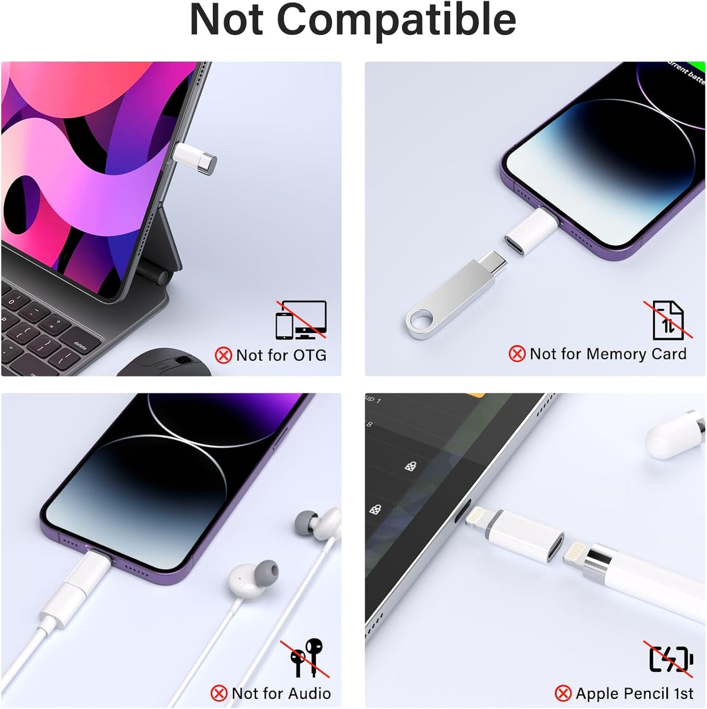 USB C Type C to Lightning Adapter MFi Certified 4 Pack 27W Fast Charging