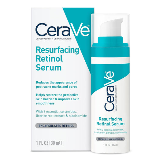 CeraVe Resurfacing Retinol Serum For Post Acne Marks, Post Acne Skin Barrier Repair, Non-Comedogenic 1 oz (30 ml)