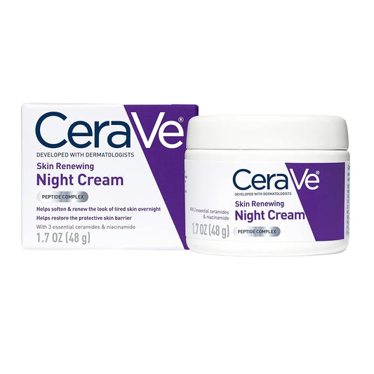 CeraVe Skin Renewing Night Cream and Hyaluronic Acid Moisturizer for Face, 1.7 Ounce