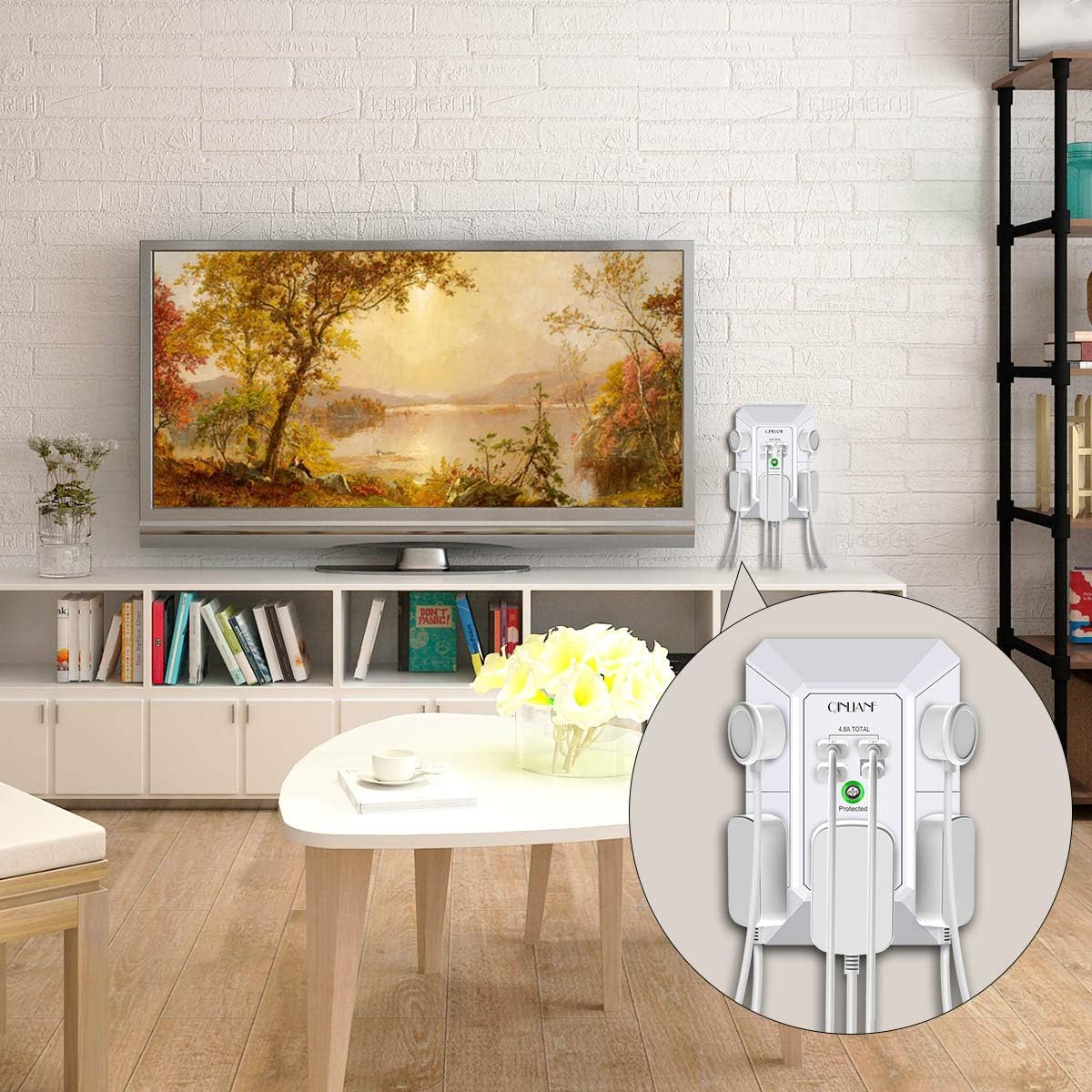 Wall Charger, Surge Protector, QINLIANF 5 Outlet Extender with 4 USB Charging Ports